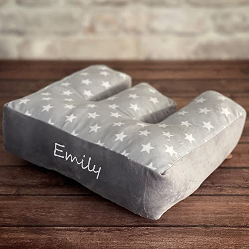 Echo Three Personalised Name Letter Cushion E | Printed Alphabet Cushion Monogram Pillow | Baby Gift Bedroom Decor