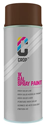 CROP Lackspray RAL 8011 Nußbraun - Hohe Deckkraft, SCHNELLE TROCKNUNG, 100% inaltérable - Auto, Motorrad & Heimwerken - Matt - 400 ml