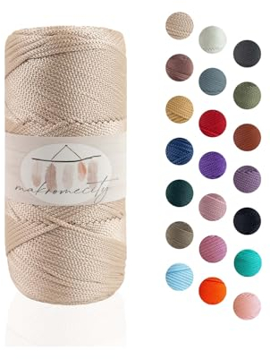 Makromecity Makramee Garn 2mm x 115m Premium Polyester Macrame Cord Polypropylene Yarn für Handwerk Wohndekorationen Platzteller Umhängetasche Handtasche Runner Schnullerkette 20 Farbe