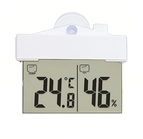 Lancoon Termometro Digitale da Interno Esterno Igrometro con Display LCD, Termometro a Ventosa Senza Fili, Monitoraggio in Tempo Reale, Alimentazione a Batteria per Soggiorno Badroom