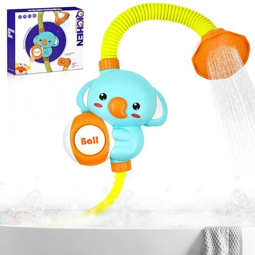 Elefant Baby Badespielzeug, Elefant Dusche Wasserspielzeug Geschenk, Elefant Seifenblasenmacher mit Wasserdusche und Automatischer blasender Ball Brunnen Geschenke für Kleinkinder ab 1 2 3 Jahr