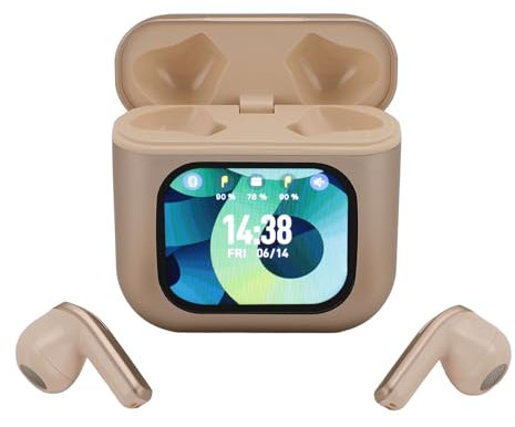 Auriculares Bluetooth, Auriculares Intrauditivos con Cancelación de Ruido, Inalámbricos con Estuche de Carga, Auriculares Estéreo HiFi, Auriculares Deportivos (Gold)