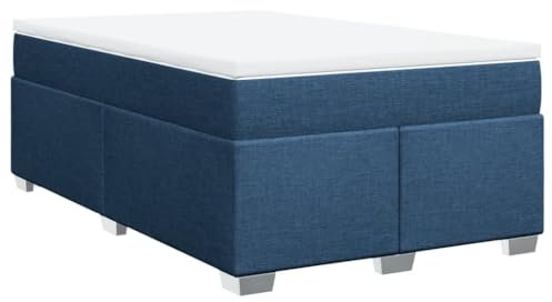 vidaXL Boxspringbett mit Matratze, Bett mit Bettfüße Matratzenauflage, Doppelbett für Schlafzimmer, Polsterbett Bettgestell Lattenrost, Blau 120x200cm Stoff