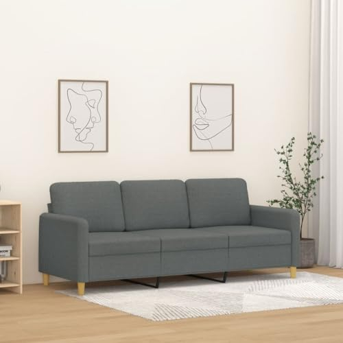 Homgoday 3-sitsig soffa, soffa, modern gästsoffa, relaxsoffa, loungesoffa, relaxsoffa, dubbelsoffa, liggsoffa, sittmöbler för vardagsrum, sovrum, mörkgrå, 180 cm tyg