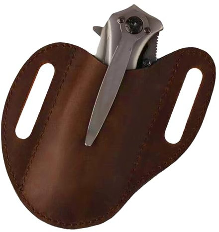 Leather Knives Sheath for Belt - Handmade Leather Pouch Holster with Belt Clip - Pocket Knives Holder with Belt Clip, Men Leather Organizer Sheath, Leather Knives Sheath Belt for Most Pocket Knives