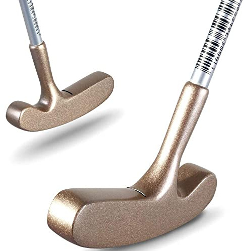 Left Handed and Right Hand Golf Putter for Kids, Two-Way Golf Club Putter for Boys and Girls Aged 3-12 (Gold head+Pink grip,6-8Y)