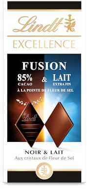 Lindt - Tablette EXCELLENCE Noir 85% Cacao & Lait à la Pointe de Sel - Fusion de Chocolat Noir & au Lait, 100g