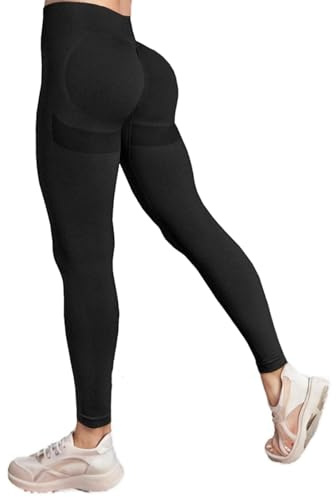 HAGOT Scrunch Butt Leggings dam, leggings dam booty scrunch, lyftning rumpa push up sömlösa sportbyxor långa, för sport yoga fitness