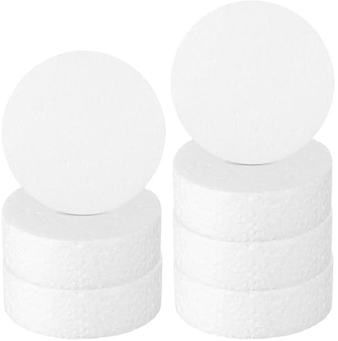 Roleader Foam Circles 7 Pack 6-Inch Round Polystyrene Discs for Cake Decoration and Sculpture DIY Projects, Lightweight Sturdy Foam Pads