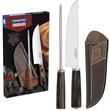 Tramontina Churrasco 21199-995 - Cuchillo (33,5 cm, 12 cm, Acero Inoxidable, 420 Stainless, Madera, Castaño)