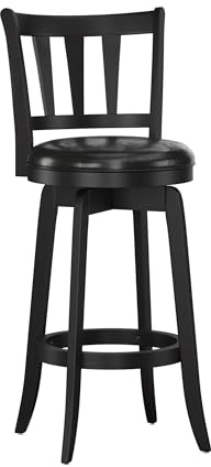 Hillsdale Presque Isle Wood Swivel Stool with Faux Leather Seat, Bar Height, Black