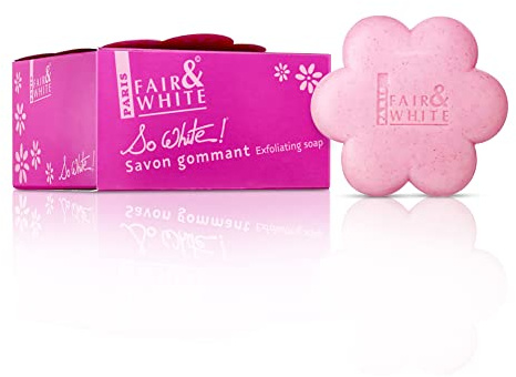 Fair & White So White Skin Brightening Soap - 200g / 7 oz - Exfoliating Soap, Helps to Reduce Dark Spots on: Body, Knees, Underarm, Armpit