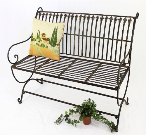 DanDiBo Banco Finca 063 de 2 plazas de metal para jardín, banco de árbol, 102 cm, color marrón