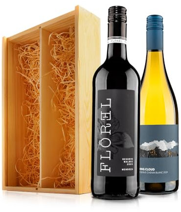 Virgin Wines - Classic Mixed Wine Duo in Wooden Gift Box - 2 Bottles (75cl) - Argentinian Malbec & South African Chenin Blanc