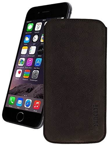 iPhone 8/iPhone 7/iPhone 6s/iPhone 6 (4,7 tum) läder fodral x ultra slim* väska mobilväska original Suncase läderväska skyddsfodral fodral (med bakglas), Leder Etui, velours-mocca