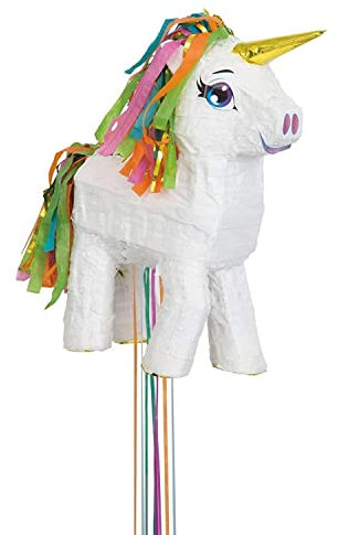 Multicolor Unicorn 3D Pull Pinata (31cm x 46cm) 1 Piece - Colorful Party Fun for All Ages, Perfect Celebration Accessory