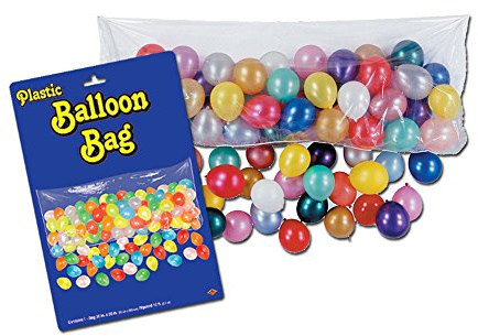 Beistle Plastic Balloon Bag – 1 Pack Clear One Time Use Release Bag with Pull Cord and Hanging Loops for NYE Countdowns, Surprise Party Drops and Photo Moments, Balloons Not Included, 3' x 6' 8