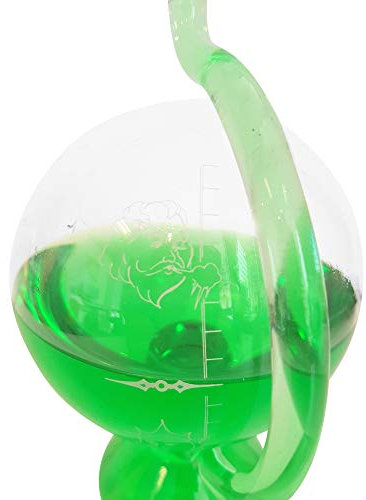 Barometer antiker Stil Wetterstation rund aus Glas zum stellen mit Wetterskala außen Messinstrument Goethe Barometer befüllt mit grünem destilliertem Wasser Größe ca. 11,5 x 20 cm Oberstdorfer Glashütte