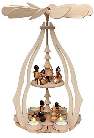 Dekohelden24 Bellissima piramide da tavolo con divertenti pupazzi di neve, circa 45 cm