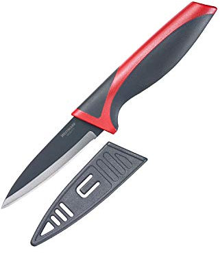 Westmark Coltello per verdure/per sbucciare, Lunghezza lama: 8 cm, Con protezione per la lama, Acciaio inox/Plastica, Antracite/Rosso, 14522280