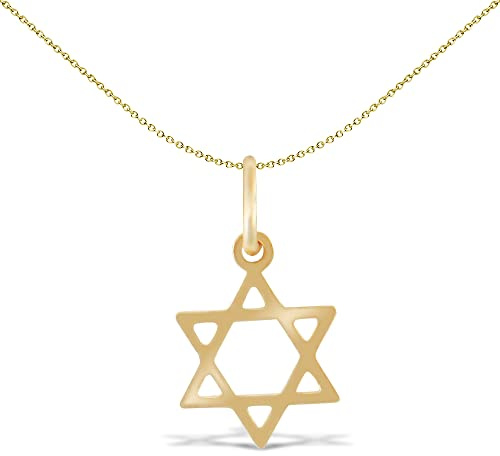 Jewelco London Ladies 9ct Yellow Gold Magen David Star Charm Pendant