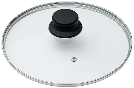 Pfannendeckel 28 cm Glasdeckel mit Dampfabzug | Topfdeckel hitzebeständig | Kochdeckel Ersatzdeckel aus Glas mit Edelstahlrand & kühlem Griff | Deckel für Pfannen & Töpfe – Sichtkochen leicht gemacht