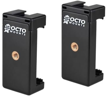 OCTO MOUNTS - 2 Pack Universal Smartphone Holder Set for Mounting Any Phone. Has Camera Screw (1/4-Inch 20), Easily Connect Your Cell Phone to GoPro Assessories, Tripods, Poles, Hand Grip, Etc.