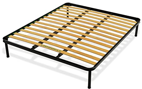 Bed Store SISTEMI RIPOSO Rete 160X190 cm A 13 Doghe Strette Matrimoniale 160X190 Ortopedica Doppio Rinforzo e 4 piedi con tappi antiscivolo