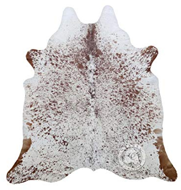 Sunshine Cowhides 100% Genuine Salt and Pepper Brown and White Cowhide Rug - Modern Style Animal Skin Rug & Floor Carpet for Living Room, Bedroom, Kitchen & More - Large (6x6-7ft)