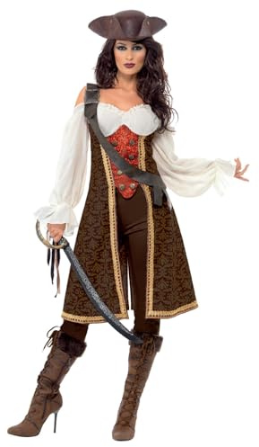 Smiffys Costume jeune fille pirate de haute mer, avec robe, pantalon et baudrier Halloween