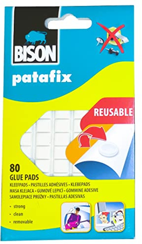 Bison - patafix 80 masillas adhesivas, pastillas, almohadillas adhesivas (desmontables y reutilizables, blancas)