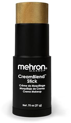 Mehron Makeup CreamBlend Stick | Face Paint, Body Paint, & Foundation Cream Makeup | Perfect for Halloween .75 oz (21 g) (Gold)
