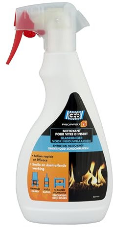 GEB Propfeu nettoyant vitre d'insert de cheminées et poêles - Action rapide et efficace - Aérosol 500ml, Jaune