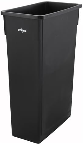 Winco Slender Trash Can, 23-Gallon, Black