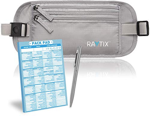Travel Money Belt with RFID Transmissions –Secure, Hidden Travel Wallet (Grey)