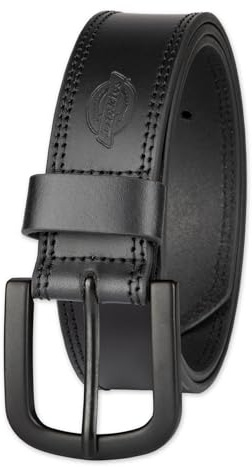 Dickies Men's 100% Leather Jeans Belt with Reinforced Double-Stitched Edge and Prong Buckle