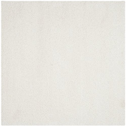 Safavieh Alfombra Shag Sala de Estar, Comedor, Dormitorio - California Shag Collection, Pelo Largo, Blanco, 122 X 122 cm