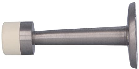 Amig - Tope para Puertas de Paso - Diámetro 19 x 75 mm - Modelo 600 - Latón - Acabado Cromo Mate - Goma Blanca - Colocación en Pared - Incluye Tirafondos para su Instalación