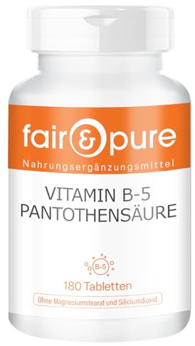 Fair & Pure® - Vitamin B5 Tabletter 200mg Pantotensyra - vegan - utan magnesiumstearat - 180 tabletter