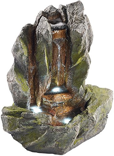 infactory Brunnen: Beleuchteter Zimmerbrunnen Felsspalte mit LED und Pumpe (Zimmerbrunnen mit Beleuchtung, mit Licht, Wasserfall)