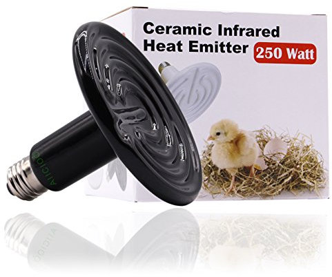 AIICIOO Céramique Lampe Chauffante Reptiles Durable Aucune Lumière Infrarouges Lampe Chauffante pour Animal Lézard/Poussin/Serpent/Hamster E27 220-240V (250W, Noir)
