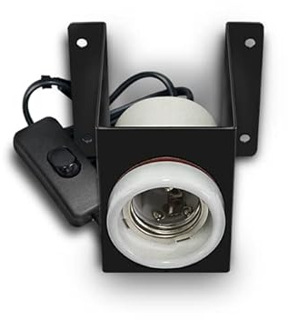 Arcadia Pro Ceramic Lamp Holder and Bracket – E26 Reptile Heat Lamp Fixture with On/Off Switch, Supports Up to 250W Heat Sources, Stable Mount for Terrariums and Vivariums (US Plug Only)