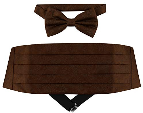 Cumberbund & BowTie Chocolate BROWN PAISLEY Color Men's Cummerbund Bow Tie Set