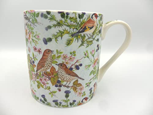 Jumbo China Mug in British Birds on Blue Background Design.