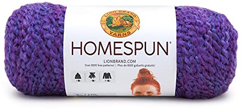 Lion Brand Yarn Homespun, Soft Bulky Yarn for Knitting, Crochet, and Crafts, Purple Haze, 1 Pack