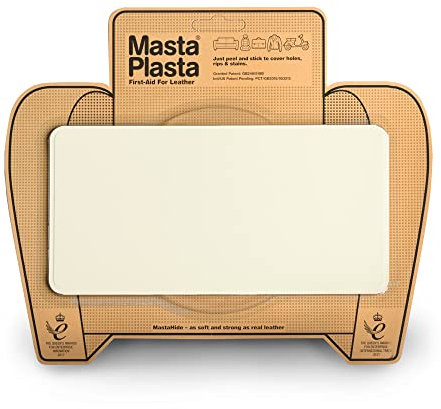 MastaPlasta Self-Adhesive Premium Leather Repair Patch - Ivory 20cm x 10cm (8in x 4in). Your Fast, Easy Upholstery-Quality Leather Repair Kit for Sofas, Car Interiors, Bags & More
