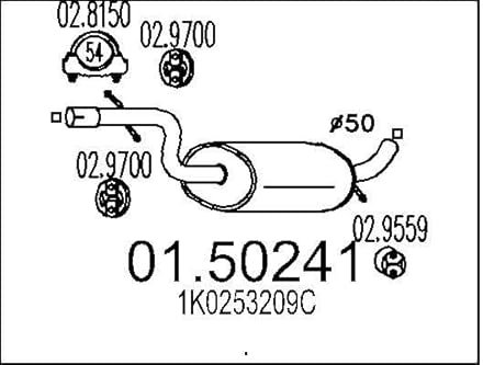 MTS 01.50241 Mittelschalldämpfer Mitteltopf 900mm 6,2kg