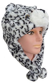 Unbekannt Tiermütze Plüsch Mütze Leopard weiß