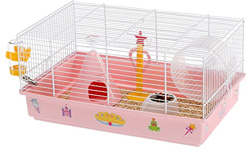 Ferplast CRICETI 9 Themed Hamster Cage - Princess Design for Kids - Fully Equipped, Comfortable Interactive Habitat, Exercise Wheel & Themed Accessories Included - Easy Clean, 46x29,5xh23cm