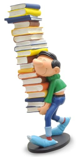 Plastoy Gaston Lagaffe Figura Gaston llevando una pila de libros - Resina - 25 cm